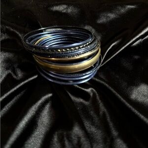 Elegant Black and Gold Bangle Set